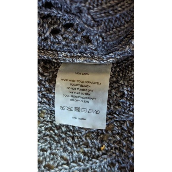 Magaret O'Leary Blue Crocheted 100% Linen Cardigan Sweater Size Small - Picture 4 of 5